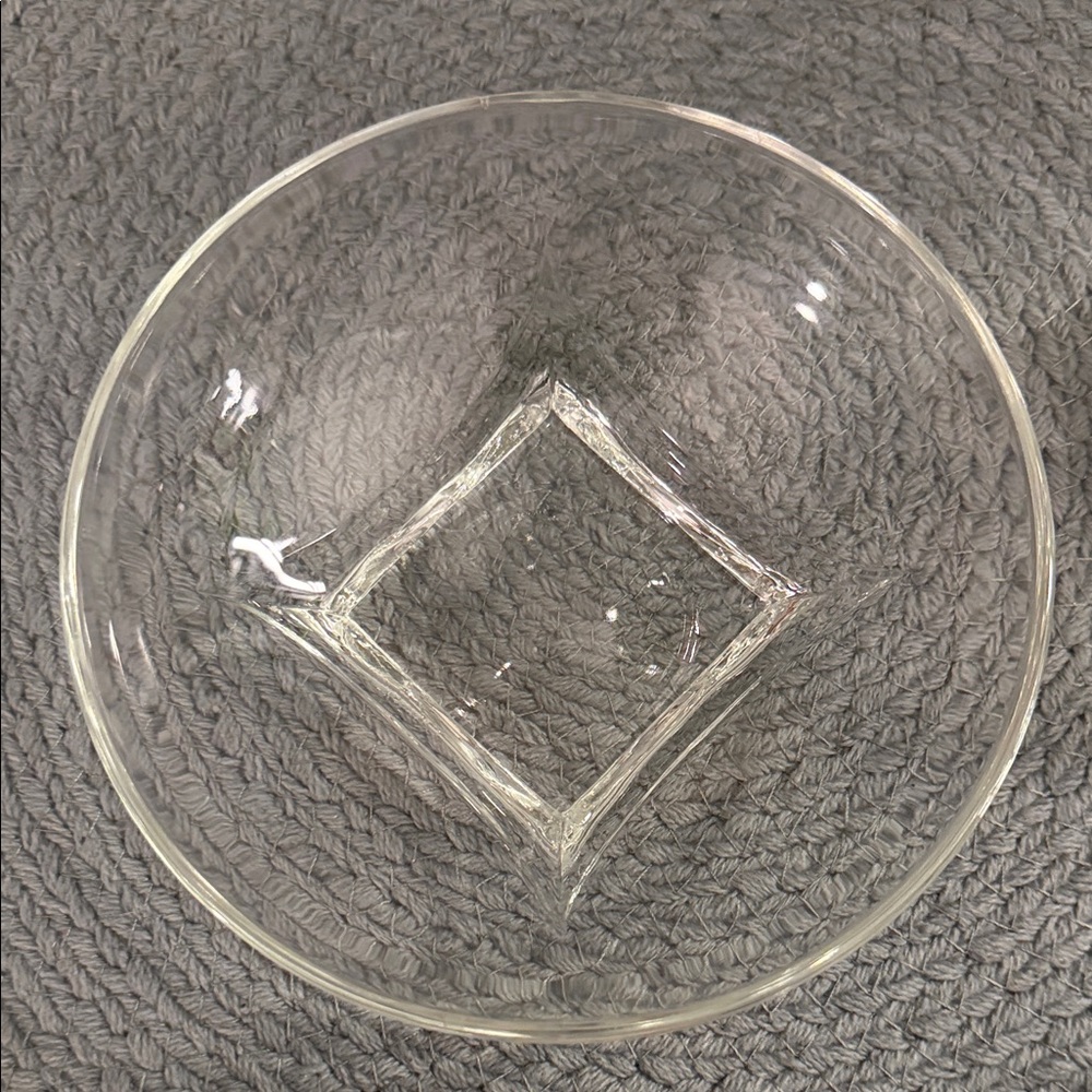 Hazel Atlas Clear Glass Serving Bowl - Transparent Glass Food Storage Bowl